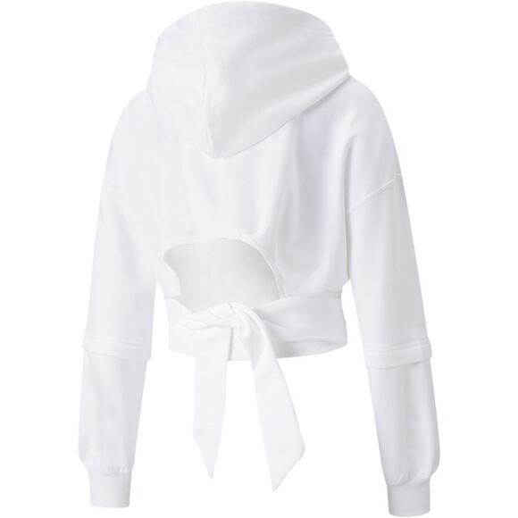 Puma Crystal G Cropped Open Tie Back Hoodie Size SM Athleisure Streetwear Sporty - Picture 2 of 11